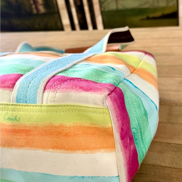 Coach Hampton Small Striped Water Color Tote Bag Purse - Picture 8 of 13